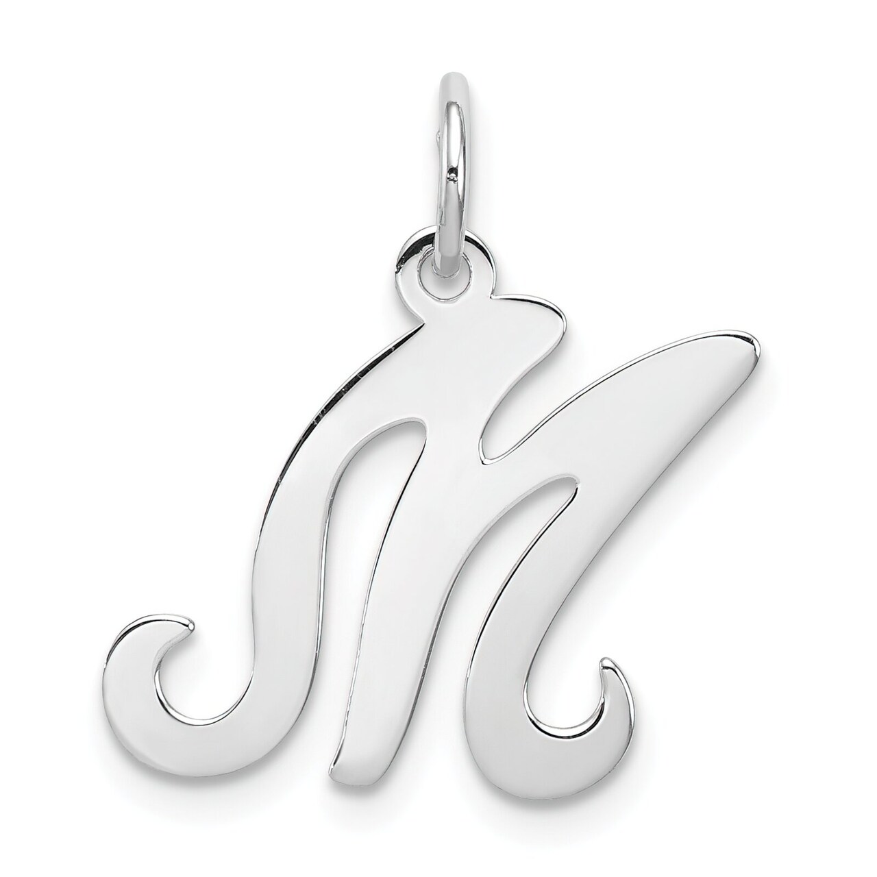 Sterling Silver Stamped Initial Letter M Charm Pendant Jewerly 20mm x 12mm